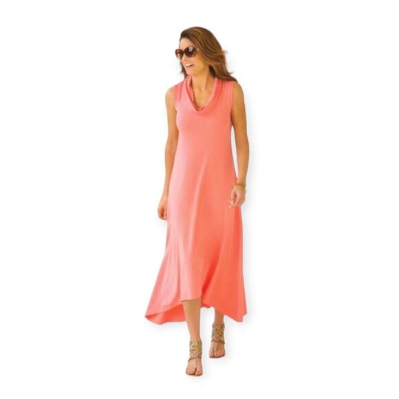 Soft Surroundings Women's Cowl Neck Hi Low Modal Maxi Dress Size Large 29066 - Picture 1 of 12